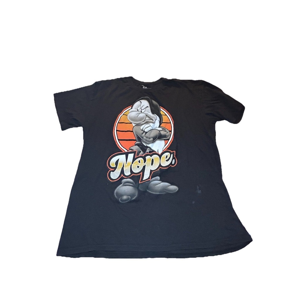 Disneys Grumpy Dwarf Shirt XL Black With Saying "NOPE"  Disney Graphic - Picture 3 of 7